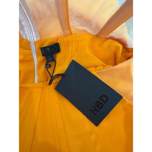 NBD Leighton Midi Dress Large NWT Satin Orange Lace-Up Cutout - Picture 7 of 9